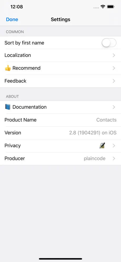 Contacts last entries & search