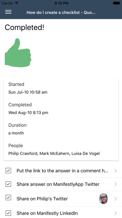 Manifestly Checklists