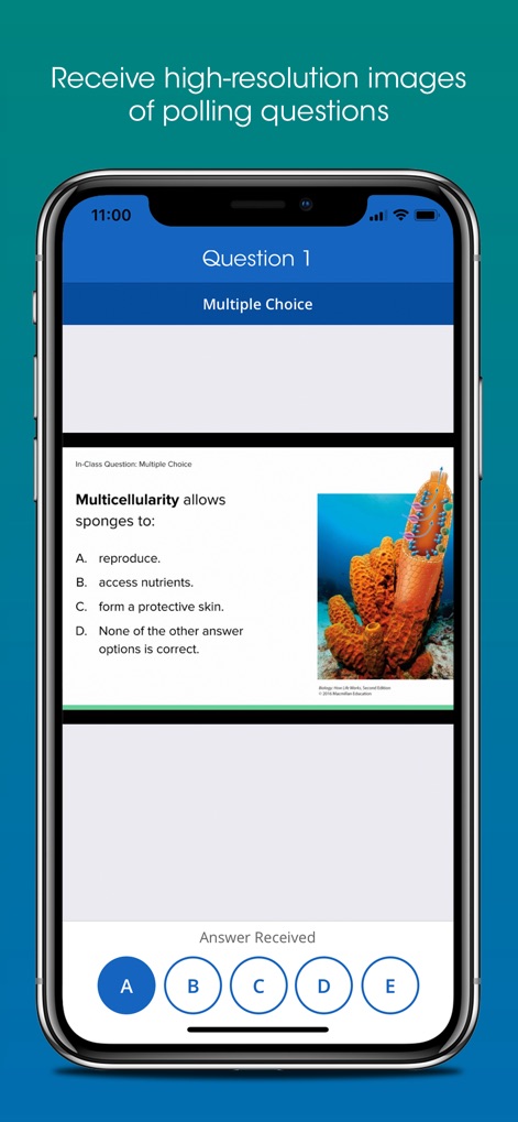 iClicker Student - This tool displays instructor questions as high-resolution screenshots, enabling users to submit answers efficiently using interactive multiple-choice buttons.
