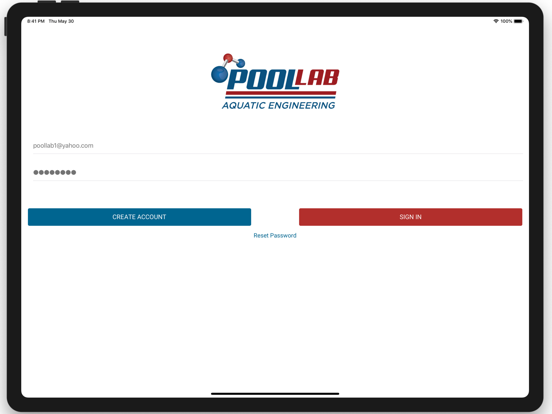 Pool Lab Aquatic Engineering iPad screenshot 1 - Business app