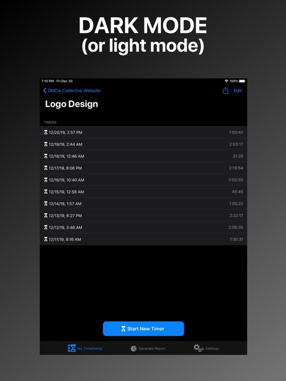 My Timesheets - Logs & Reports iPad screenshot 4 - Productivity app