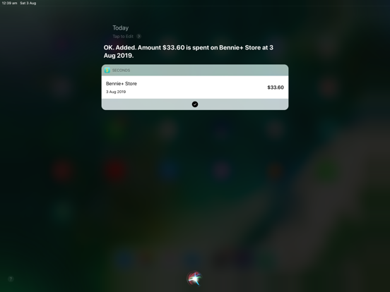 Seconds Expense iPad screenshot