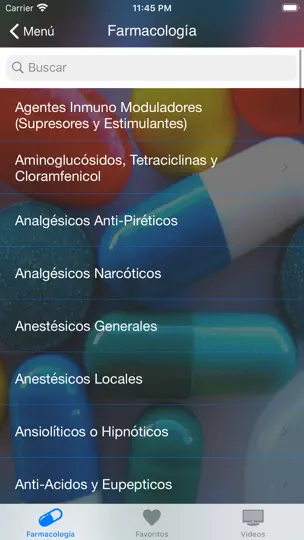 Captura de pantalla de Farmacología Clínica en iPhone 2