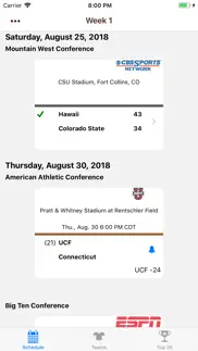 college fb scores & schedules iphone screenshot 1