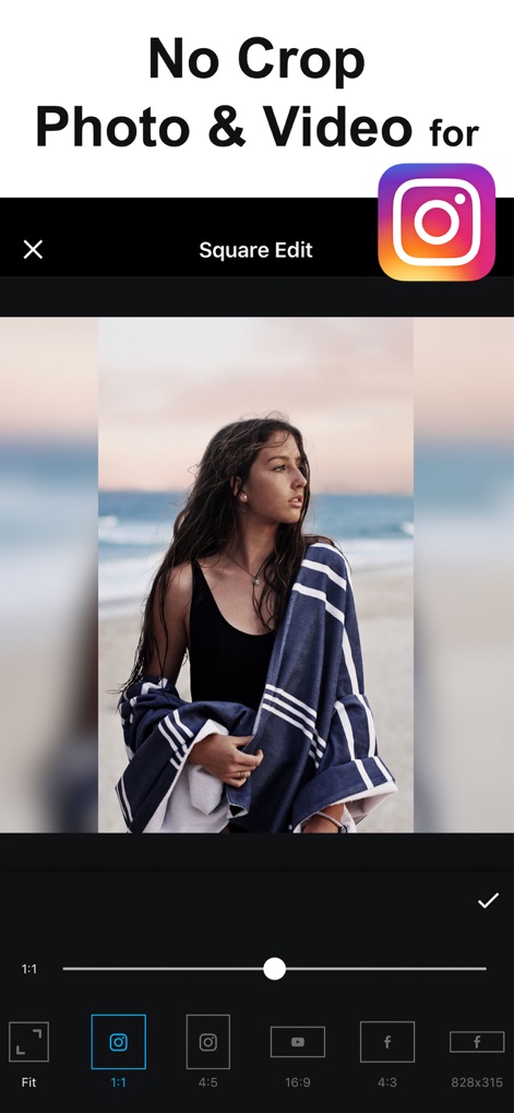 No Crop Photo Video Resize - Cet outil permet d'ajuster les images au format carré d'Instagram sans recadrage, offrant un contrôle précis sur les proportions et la compatibilité avec les plateformes sociales.