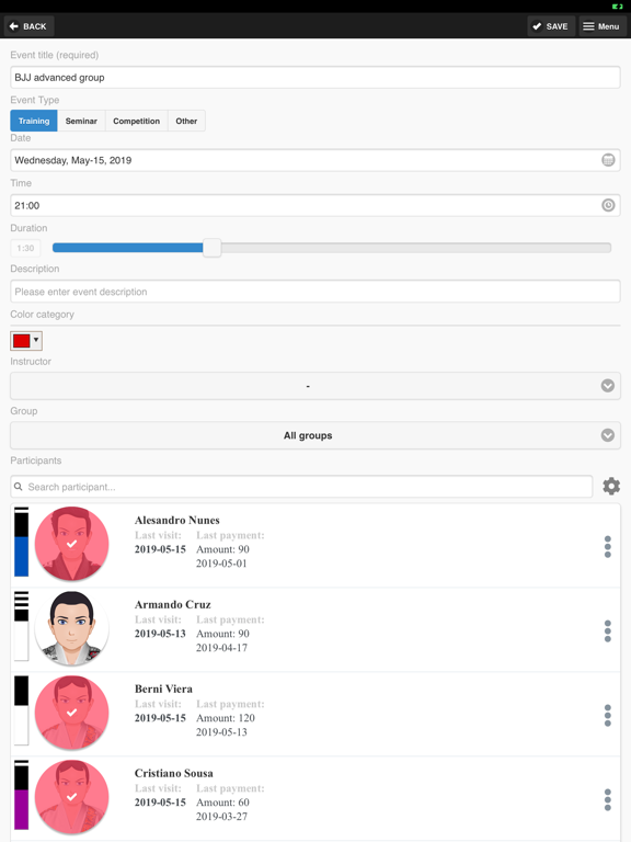 GroupMan BJJ iPad screenshot 7 - Sports app