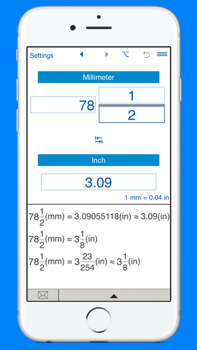 Inches to millimeters and mm to inches converter Screenshot 3