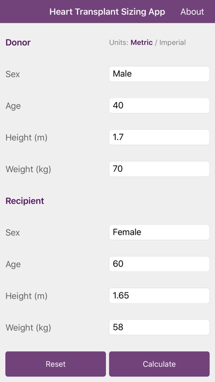 Heart Transplant Sizing App