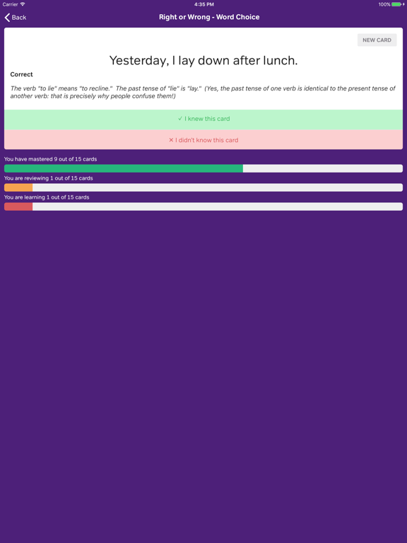 English Grammar Flashcards iPad screenshot 5 - Education app