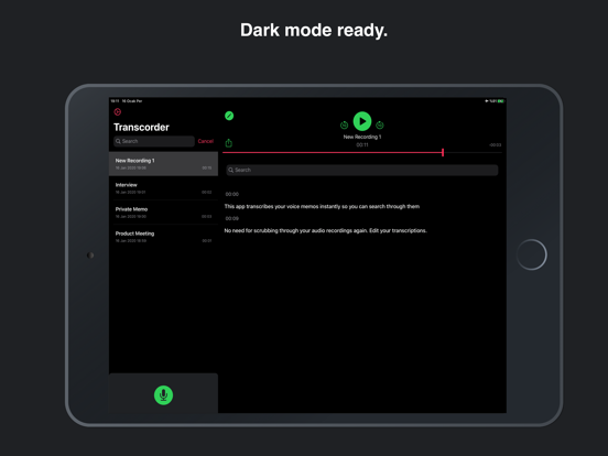 Transcorder - Voice Recorder iPad screenshot
