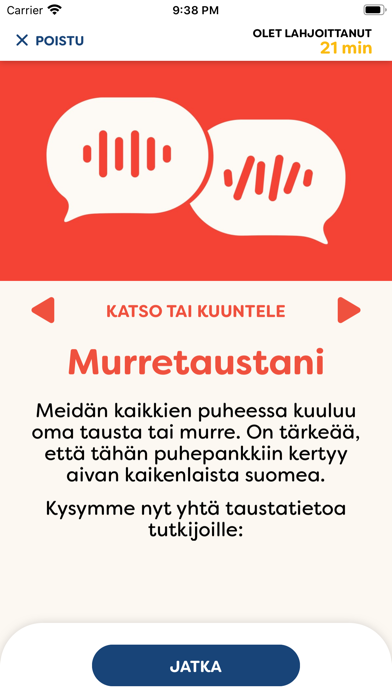 Lahjoita puhetta Screenshot