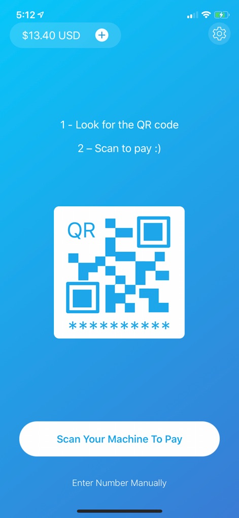 ShinePay - ユーザーは、この画面でQRコードスキャンによる支払いプロセスを開始できます。明確な2ステップの指示と大きなQRコード表示により、支払い方法が直感的に理解できます。