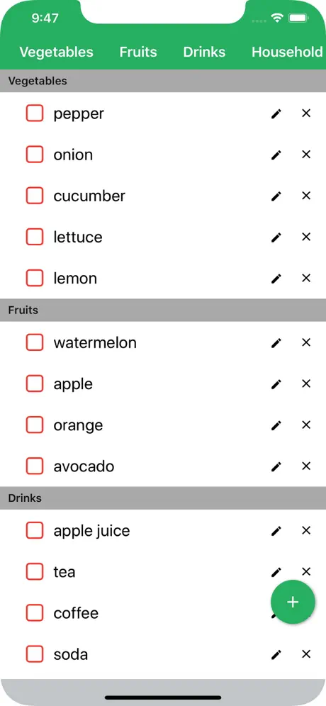 Out of - Grocery Shopping List