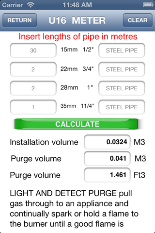 GB Gas Purging Calculator - náhled