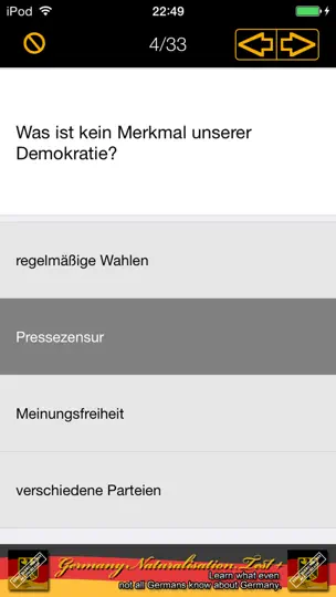 Screenshot von Einbürgerungstest 100 auf dem iPhone 3