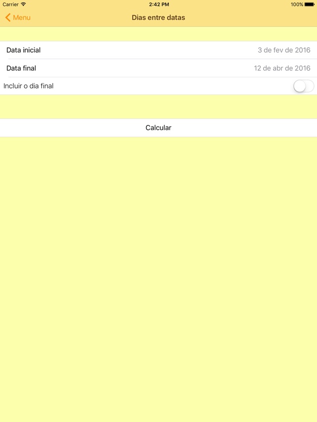 calcular período entre duas datas