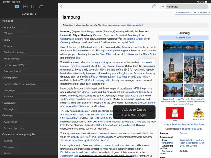 Captura de pantalla de Wikipanion Plus For IPad en iPhone 1