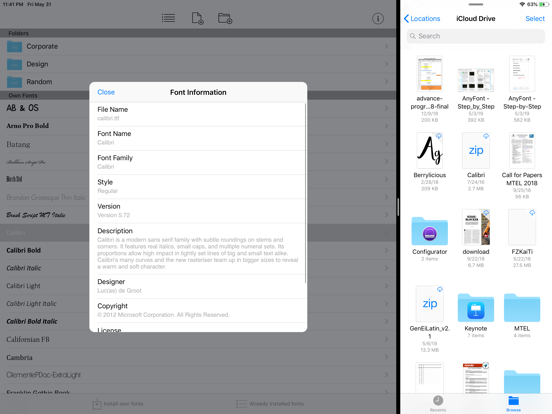 AnyFont iPad app afbeelding 4