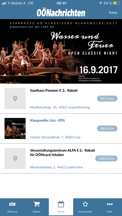 OÖNcard Screenshot