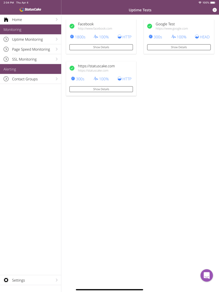 StatusCake Uptime Monitoring