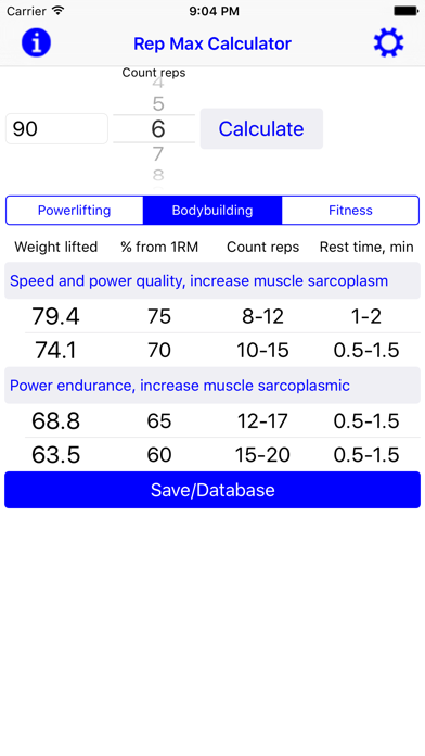 Screenshot #2 pour Rep Max Calculator