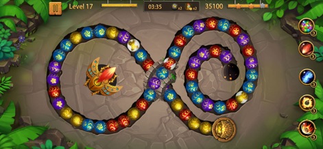 Jungle Blast - Bubble Shooter - Explorez les défis de l'application avec son chemin en forme d'infini et son interface utilisateur immersive intégrant des icônes de bonus puissants.