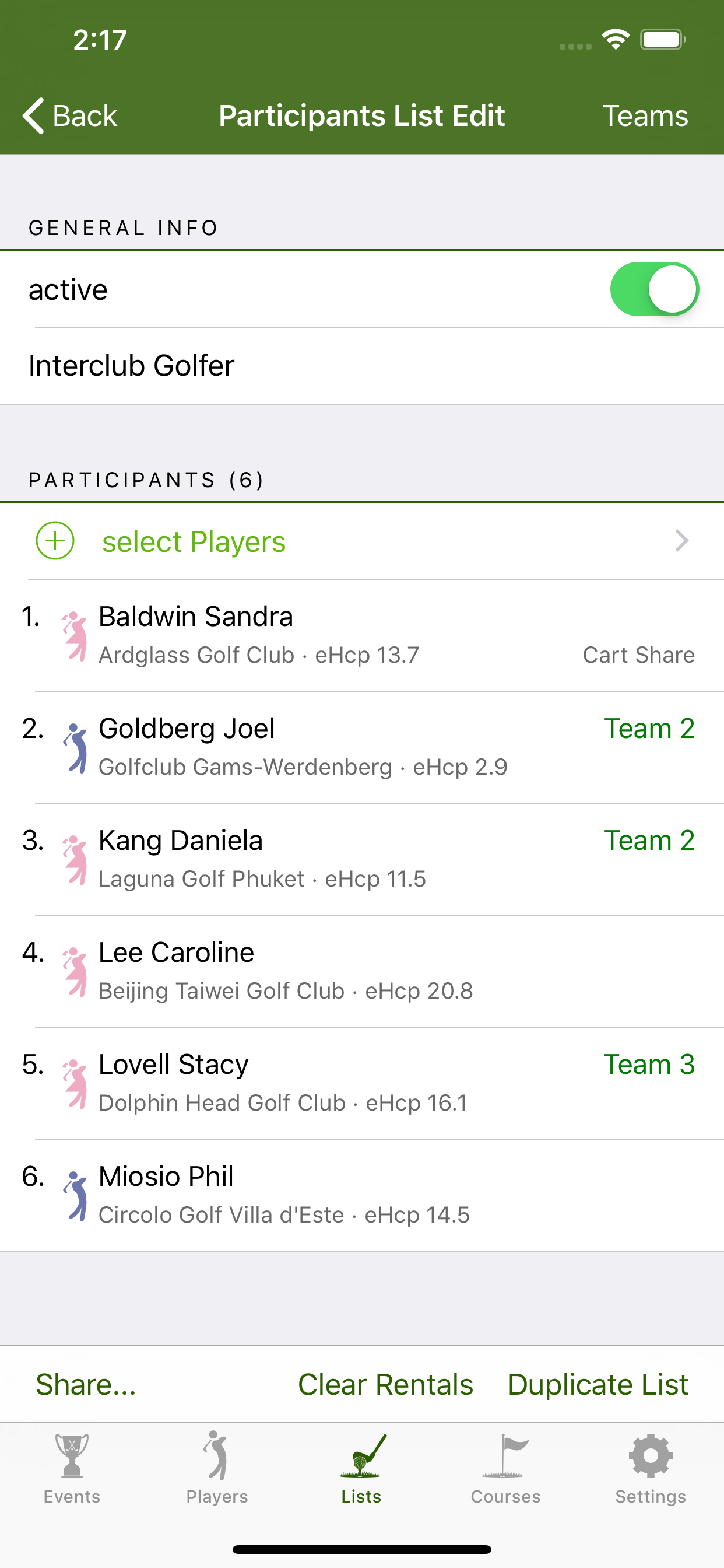 Golf Startlist Generator