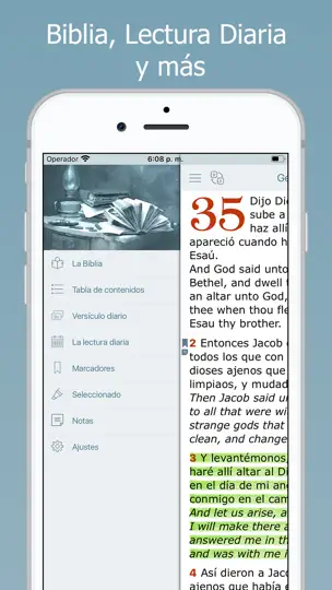 Captura de pantalla de Biblia Bilingüe Reina Valera en iPhone 5