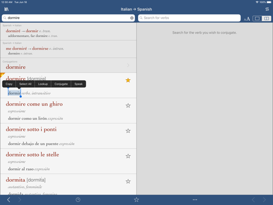 Vox Essential Spanish-Italian iPad screenshot 1 - Reference app