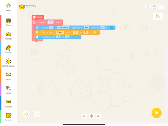 Mabot IDE iPad screenshot