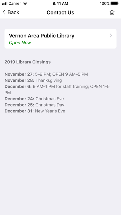 Vernon Area Public Library Screenshot