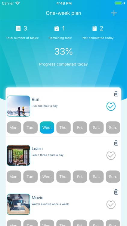 One-week plan - Daily record