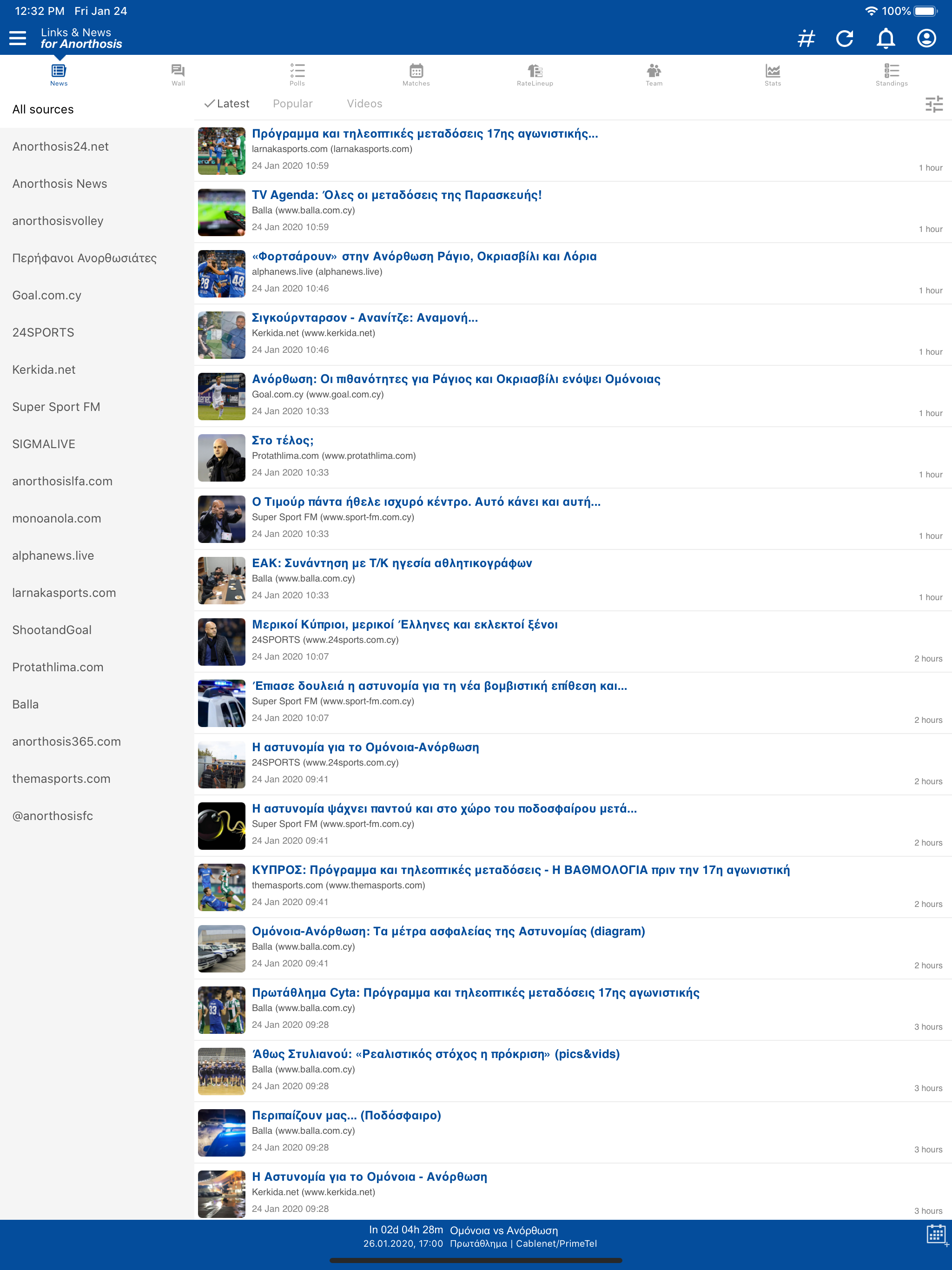 Links & News for Anorthosis FC