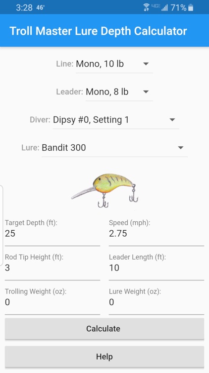 Bandit Walleye Shallow Dive Chart