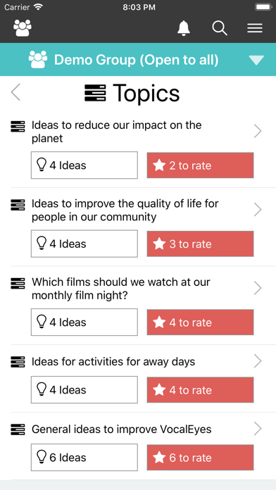 VocalEyes Community Organising Screenshot
