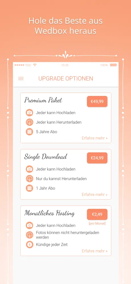 Die Hochzeit Foto-App - Wedbox