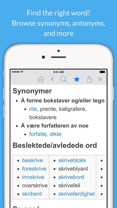 Norwegian Dictionary. Screenshot