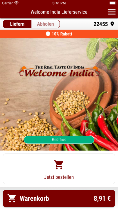 Welcome India Lieferservice Screenshot