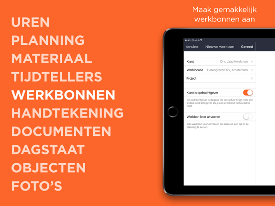 Crafter - Werkbon App iPad app afbeelding 1