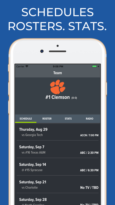 Clemson Football Schedules screenshot 1