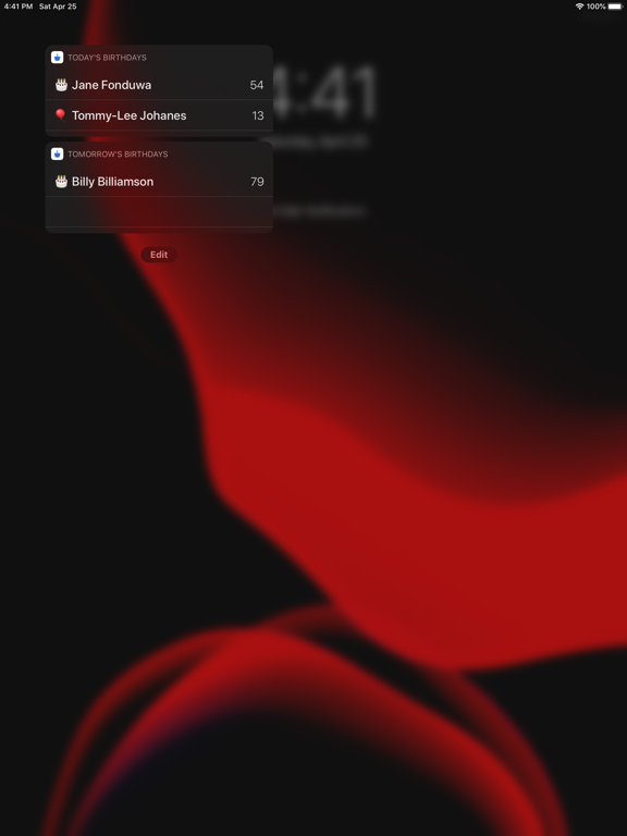 Today's Birthdays iPad screenshot 4 - Productivity app