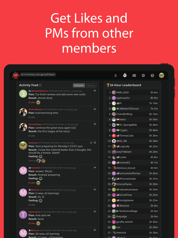 Timmy - Social Pomodoro Timer iPad screenshot 4 - Productivity app