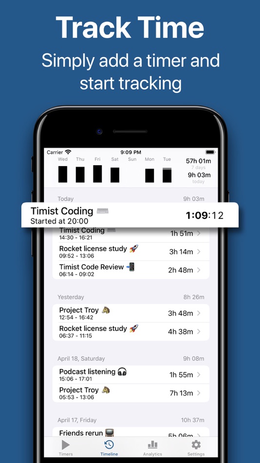 #1. Timist - Focus Time Tracker (iOS) 由: Benedict Bartsch