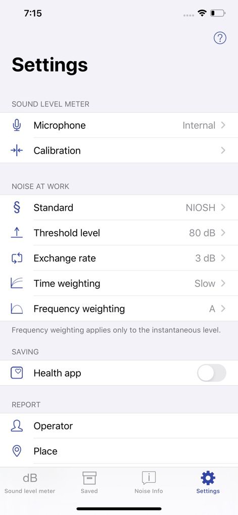 NIOSH Sound Level Meter - Configure precision measurement parameters, from microphone selection and calibration to frequency weighting and NIOSH-specific standards, for tailored noise monitoring.
