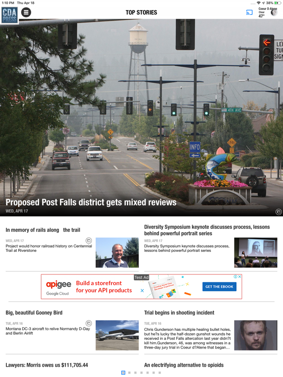 Coeur d'Alene Press iPad screenshot 2 - News app