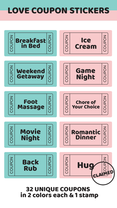 Screenshot 1 of Retro Love Coupon Stickers App