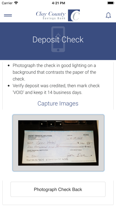 Clay County Savings Bank Screenshot