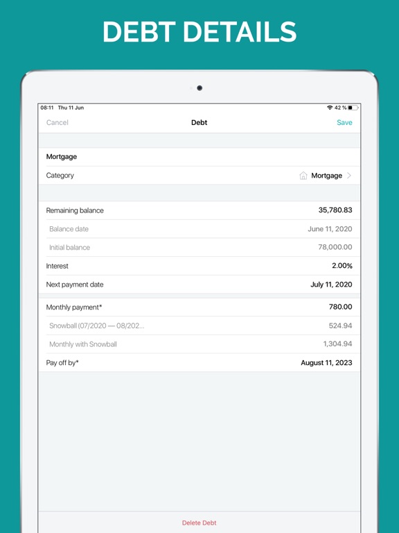 Debt Free Box: Snowball Payoff iPad screenshot 5 - Finance app