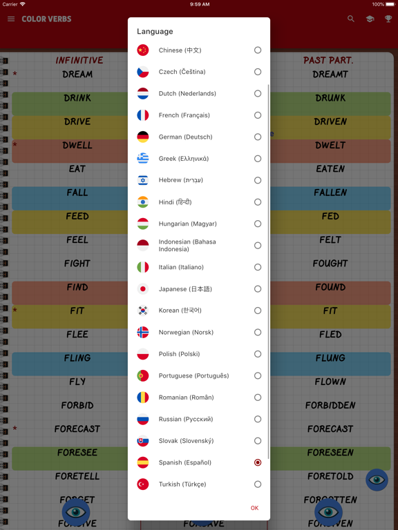 Irregular Verbs — Color Verbs iPad screenshot 5 - Education app