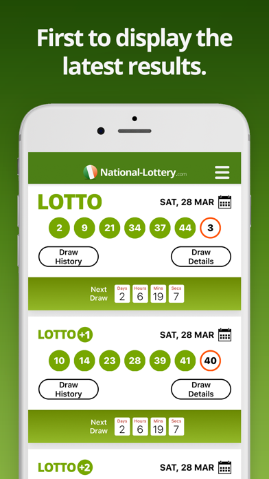 Irish Lottery Results Screenshot